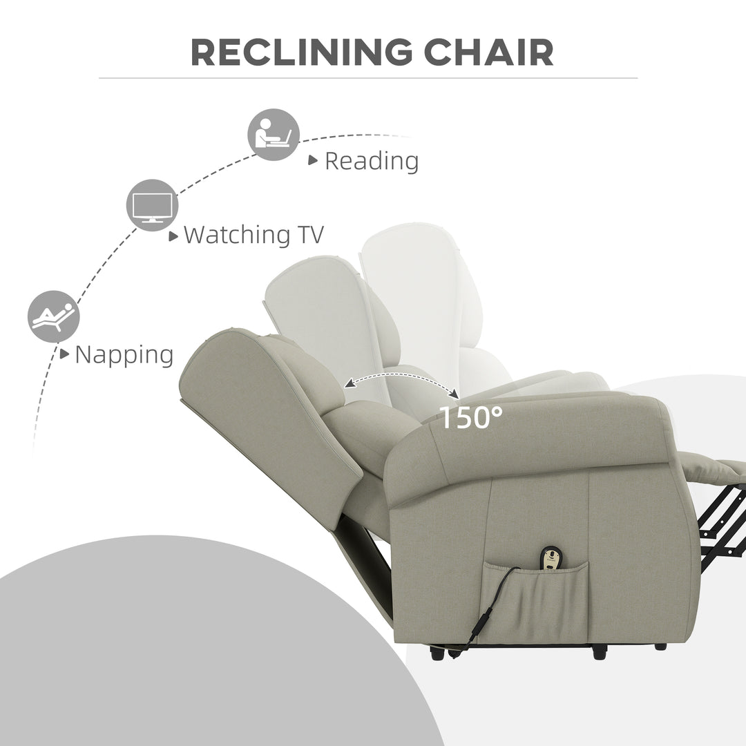 HOMCOM Wingback Lift Chair for Elderly, Power Chair Recliner with Footrest, Remote Control, Side Pockets, Grey