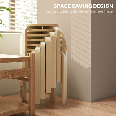 HOMCOM Round Stackable Chairs Set of 6, 18-Inch Backless Stacking Stools for Kitchen, Dining Room, Office, Outdoors