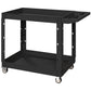 HOMCOM 3-Tier Collapsible Tool Cart with Wheels, 150 LBS Capacity Folding Utility Cart with Handles for Garage Workshop, Black