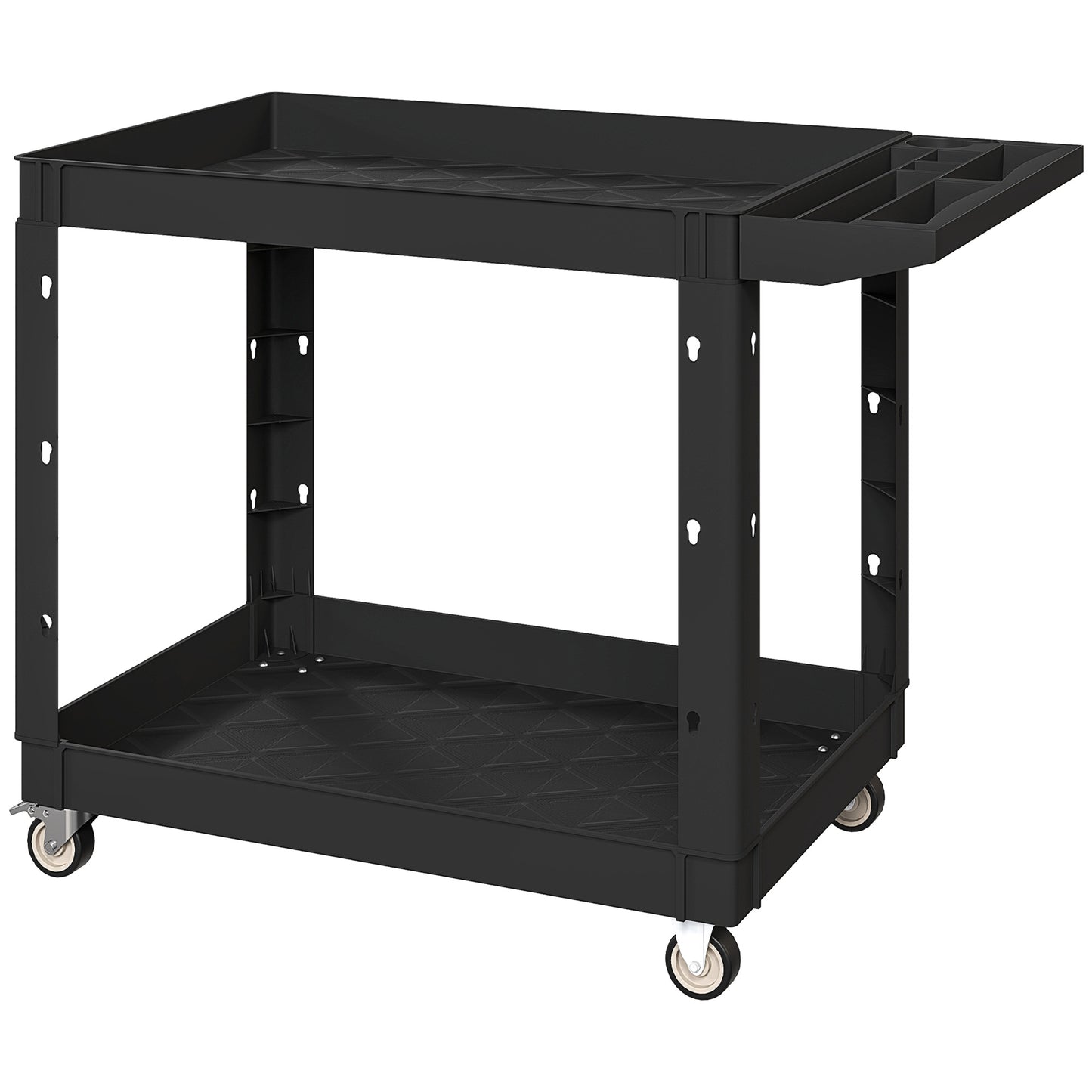 HOMCOM 3-Tier Collapsible Tool Cart with Wheels, 150 LBS Capacity Folding Utility Cart with Handles for Garage Workshop, Black