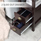 HOMCOM Slim End Table with 2 Drawers and Storage Shelf, Sofa Side Table for Living Room, Narrow Nightstand, White
