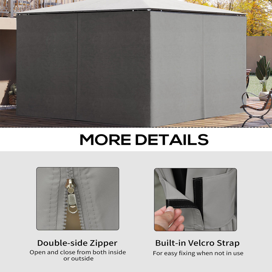 Outsunny 10' x 10' Universal Gazebo Sidewall Set with 4 Panels, Hooks/C-Rings Included for Pergolas & Cabanas, Beige