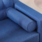 HOMCOM Mid-Century Sofa, Couch with Button-Tufted Back Cushion, Velvet Feel Fabric Upholstery, 2 Cylindrical Pillows and Rubber Wood Legs for Living Room, Dark Blue