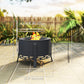 Outsunny Outdoor Fire Pit, Round Firepit with Grill Grate, Fire Bowl with Ash Catcher and Poker for Backyard Camping Bonfire Picnic, Black