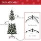 HOMCOM 5ft Decorated Christmas Tree with Red Berries and Pine Cones, Flocked Christmas Tree with Pencil Shape, Green