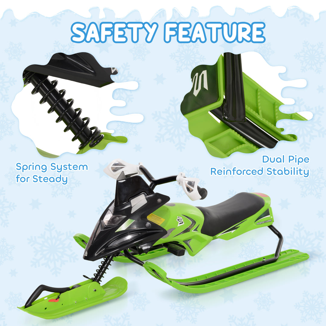 Soozier Snow Racer Sleds for Kids with Padded Rubber Seat, Snow Motor with Wind Shield Handle and Anti-slip Pedal, Winter Gift for Boys and Girls
