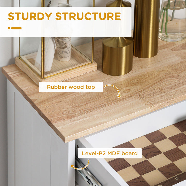 HOMCOM Kitchen Tilt Out Trash Bin Cabinet, Free Standing Recycling Cabinet, Trash Can Holder with Drawer, White