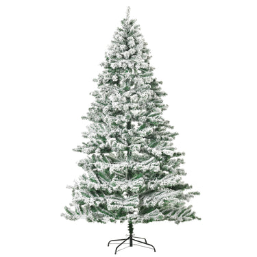 HOMCOM 7.5ft Artificial Snow Flocked Christmas Tree Xmas Tree Holiday Home Indoor Decoration for Party with Foldable Feet, Green