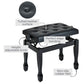 HOMCOM 25" Adjustable Height Piano Bench with Padded Cushion, Keyboard Seat with Storage and Solid Wood Legs, Black