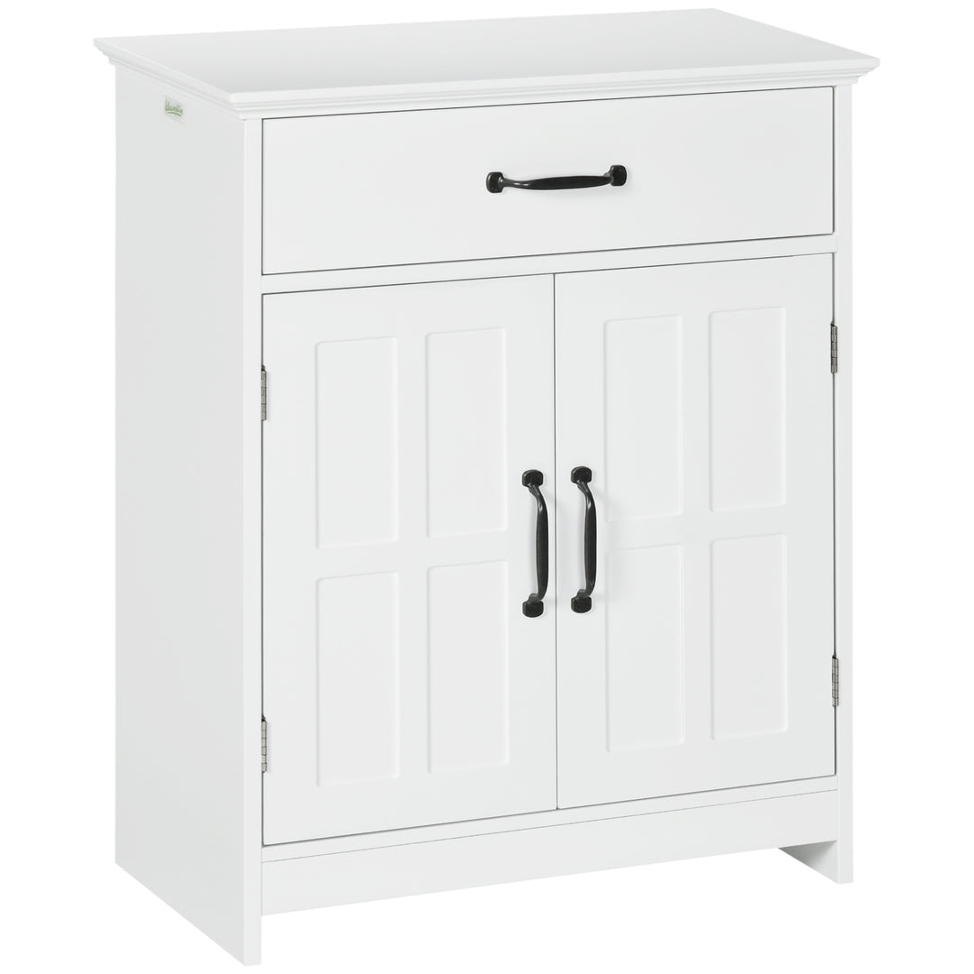 kleankin Bathroom Storage, Bathroom Cabinet with 2 Doors, Adjustable Shelves for Living Room Kitchen, 23.6"x11.8"x29.5", White