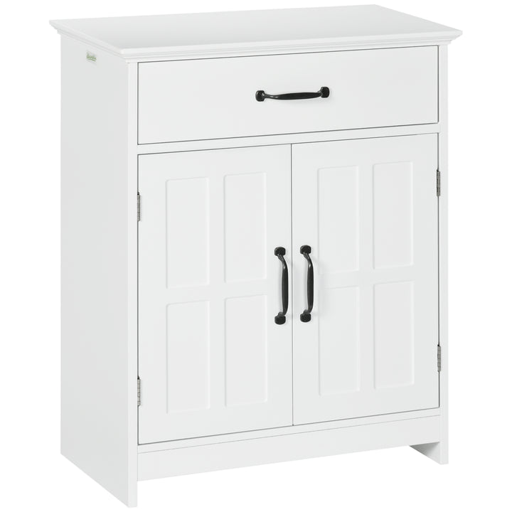 kleankin Bathroom Storage, Bathroom Cabinet with 2 Doors, Adjustable Shelves for Living Room Kitchen, 23.6"x11.8"x29.5", White