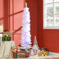 HOMCOM 7' Prelit Christmas Trees, Pencil Artificial Christmas Tree with Colourful Surface Tips, Colourful LED Lights, White