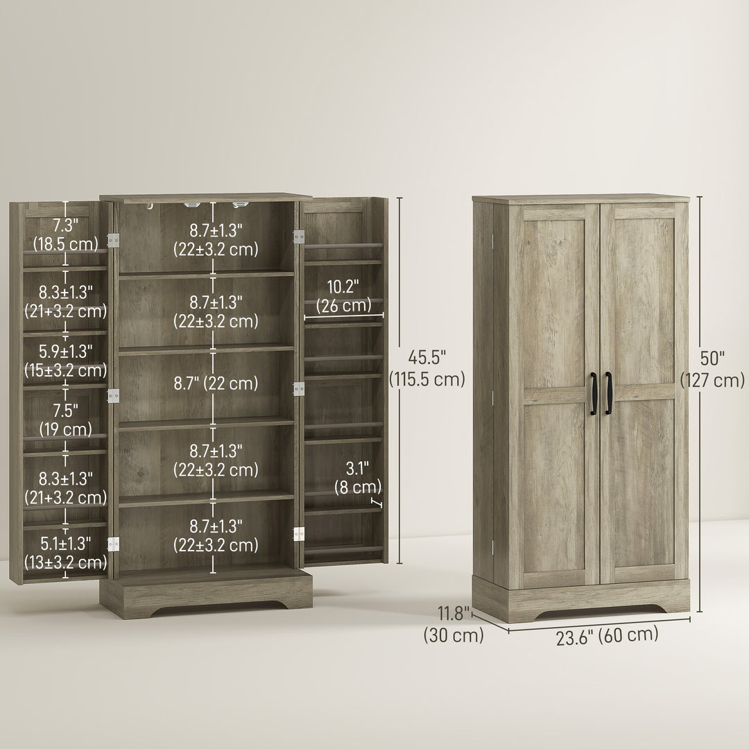 HOMCOM 50" Pantry Storage Cabinet, Farmhouse Kitchen Pantry Cabinet with Doors, Adjustable Shelves, Distressed Grey