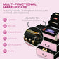 HOMCOM Rolling Makeup Train Case, Large Storage Cosmetic Trolley, Lockable Traveling Cart Trunk with Folding Trays, Swivel Wheels