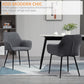 HOMCOM Dining Chairs Set of 2, Linen Upholstery Accent Chair with Back, Armrest, Metal Legs, Dark Grey