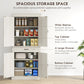 HOMCOM 71" Freestanding Kitchen Pantry with 4 Doors and 2 Cabinets, Tall Storage Cabinet for Kitchen, Distressed Coffee