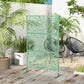 Outsunny 6.5FT Decorative Outdoor Divider, Metal Privacy Screen with Stand, Leaf Style, Light Green