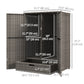 Outsunny Wicker Outdoor Storage Cabinet, 2-Door Rattan Pool Towel Storage Cabinet with Drawer & Removable Shelf, Dark Grey