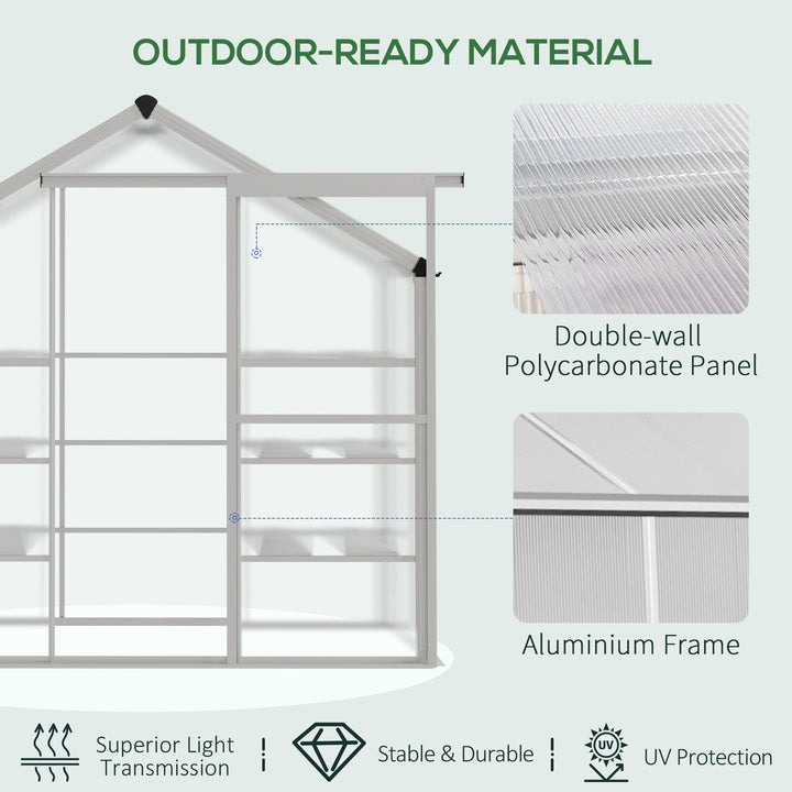 Outsunny 6.3' x 2.3' x 6.1' Outdoor Polycarbonate Greenhouse with 3-Tier Shelves, Cold Frame Greenhouse with Sliding Door and Aluminum Frame