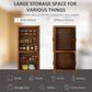 HOMCOM 64" Kitchen Pantry Cabinet, Freestanding Storage Cabinet with 4 Doors, 3 Adjustable Shelves, Oak