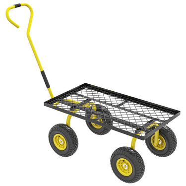 Outsunny Heavy Duty Garden Wagon Cart with 10" Wheels, 330 lbs Capacity, for Garden, Beach, Lawn, Yellow