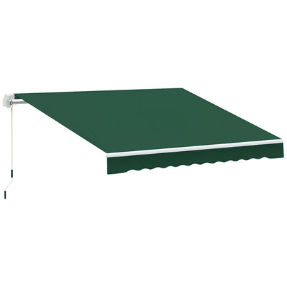 Outsunny 12' x 8' Retractable Awning Patio Awnings Sun Shade Shelter with Manual Crank Handle, UV & Water-Resistant Fabric and Aluminum Frame for Deck Balcony Yard, Green