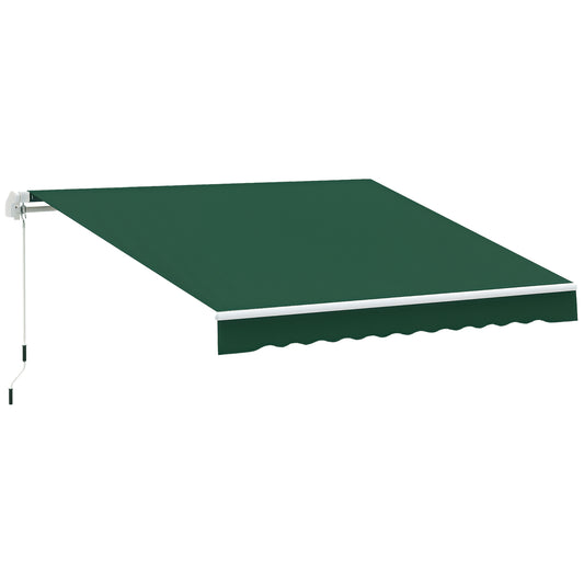 Outsunny 12' x 8' Retractable Awning Patio Awnings Sun Shade Shelter with Manual Crank Handle, UV & Water-Resistant Fabric and Aluminum Frame for Deck Balcony Yard, Green