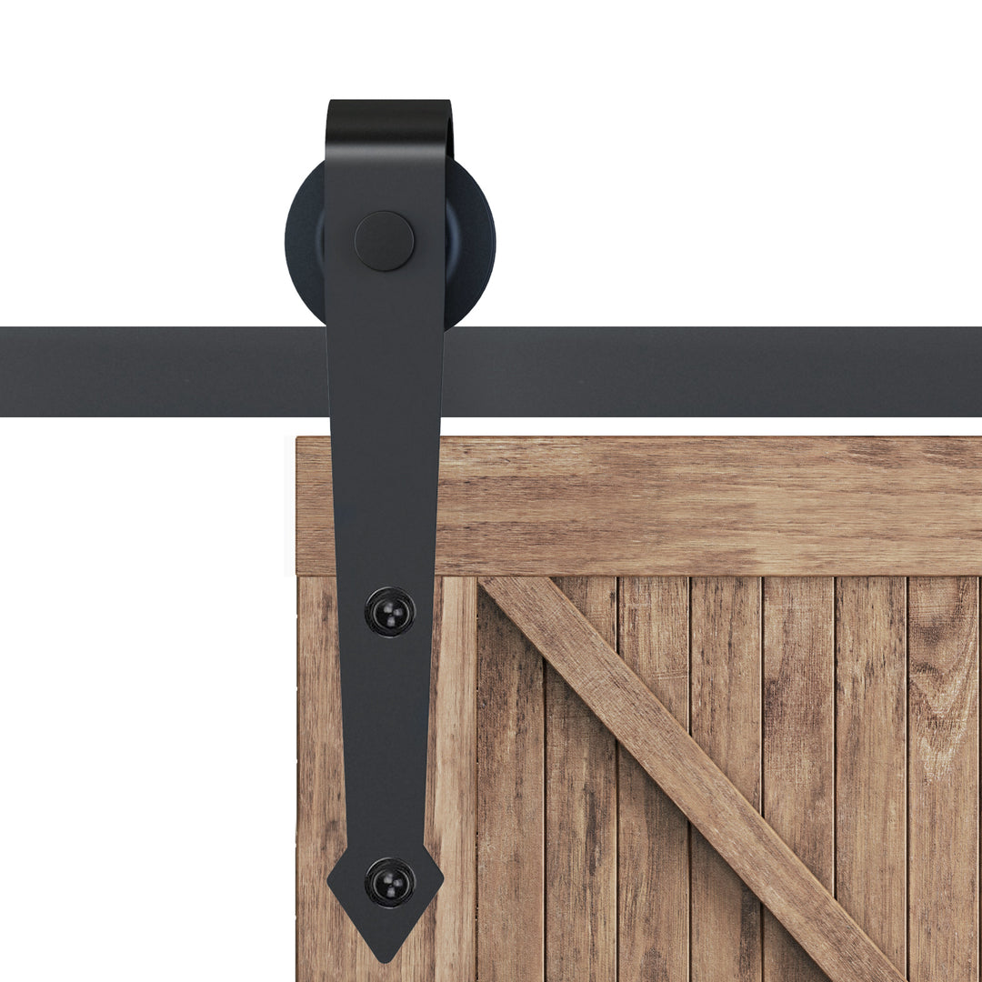 HOMCOM 6.6FT Sliding Barn Door Track Kit, Heavy Duty Barn Door Hardware Kit, Fit 39" Wide Door Panel (J Shape Hanger), Brown