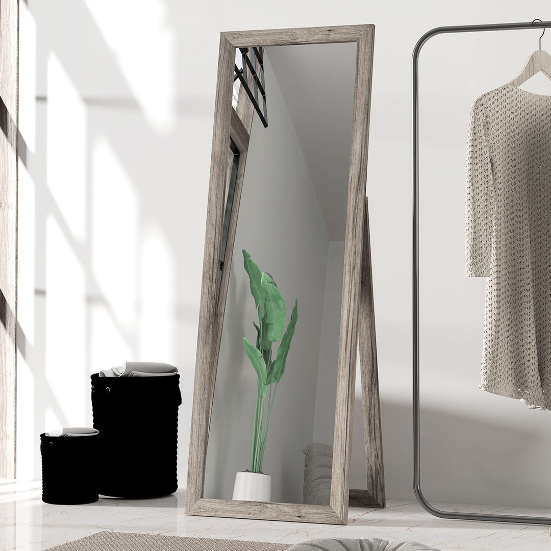 HOMCOM 58" x 20" Floor Standing Mirror, Full Body Mirror for Bedroom, Living Room, Oak
