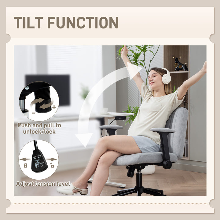 HOMCOM Criss Cross Chair with Flip-up Armrests, Wheels, Wide Office Chair with Adjustable Height, Tilting for Home, Grey