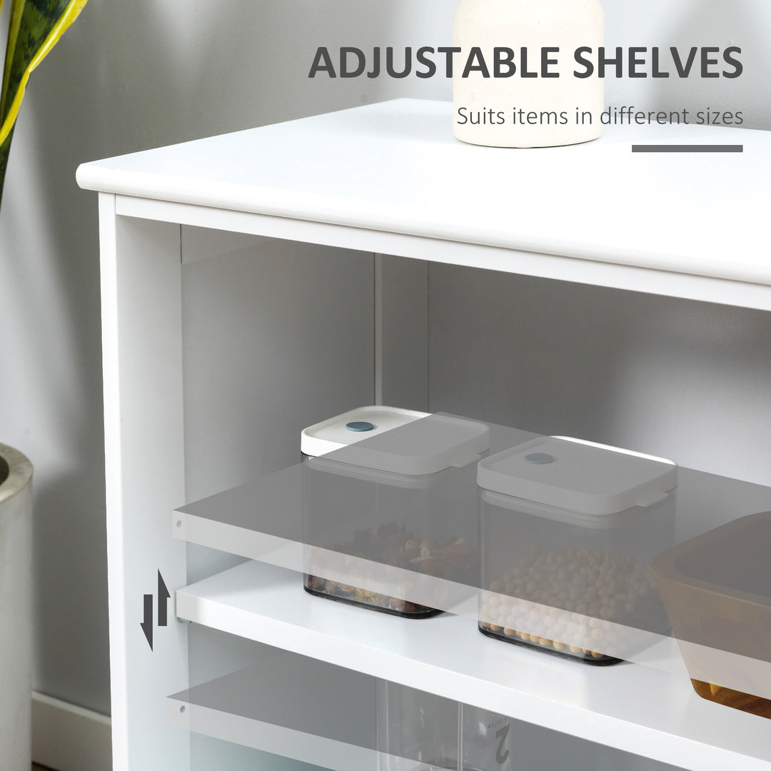 HOMCOM Kitchen Sideboard, Stackable Storage Cabinet, Sliding Glass Door Console, Serving Buffet for Kitchen & Dining Room