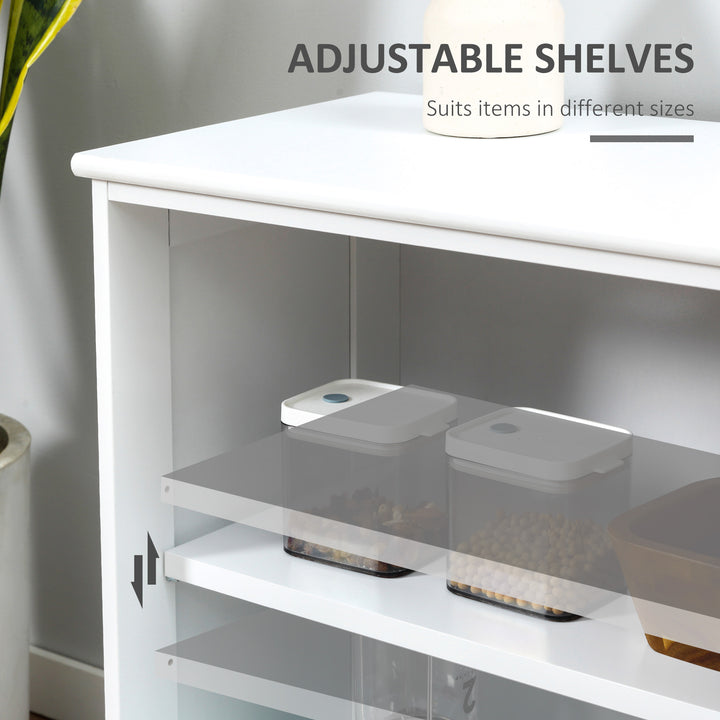 HOMCOM Kitchen Sideboard, Stackable Storage Cabinet, Sliding Glass Door Console, Serving Buffet for Kitchen & Dining Room