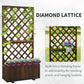 Outsunny 2.4 x 1 x 4.9 ft Garden Wooden Pine Trough Planter with Topped Trellis Climbing Plants Flower Raised Bed, Orange