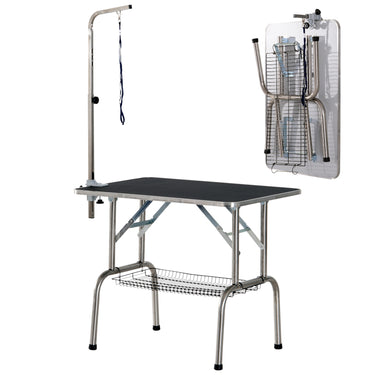 PawHut 36-inch Dog Grooming Table Stainless Steel QUALITY GUARANTEED with Adjustable Arm and Basket
