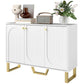 HOMCOM Sideboard Buffet Cabinet with 4 Doors, Modern Storage Cabinet with Adjustable Shelves & Center Leg, White