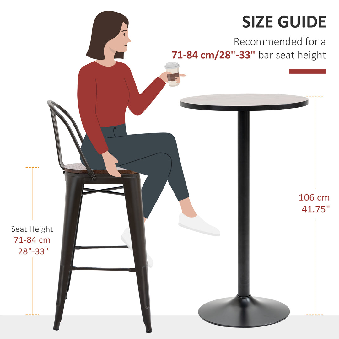 HOMCOM Round Bar Table 41 Inch Height, Industrial High Bistro Table with Metal Base and Elm Wood Top, Bar Height Table for Kitchen, Pub, Breakfast Area