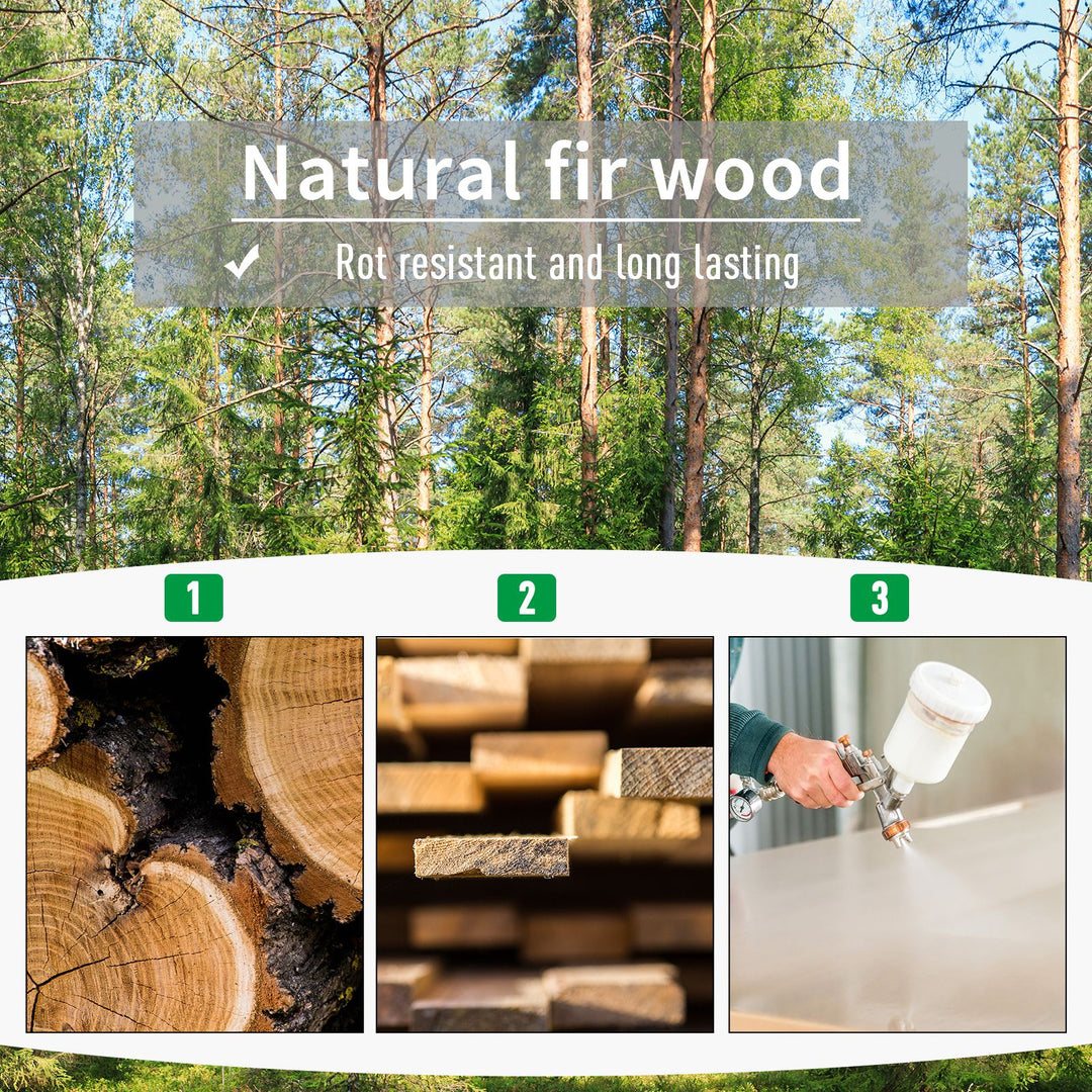 Outsunny 2.4 x 1 x 4.9 ft Garden Wooden Pine Trough Planter with Topped Trellis Climbing Plants Flower Raised Bed, Orange