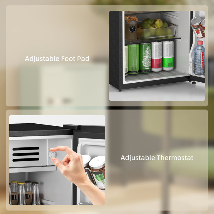 HOMCOM Retro Mini Fridge, 3.1 Cu. Ft Single Door Compact Refrigerator with Adjustable Thermostat, 2 Glass Shelves, Black