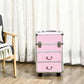 HOMCOM Rolling Makeup Train Case, Large Storage Cosmetic Trolley, Lockable Traveling Cart Trunk with Folding Trays, Swivel Wheels