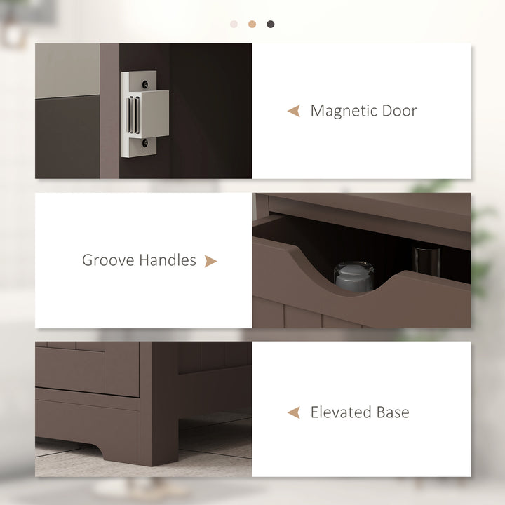 kleankin Bathroom Storage Cabinet, Floor Cabinet with Adjustable Shelf and 4 Drawers, Side Cabinet for Washroom, White