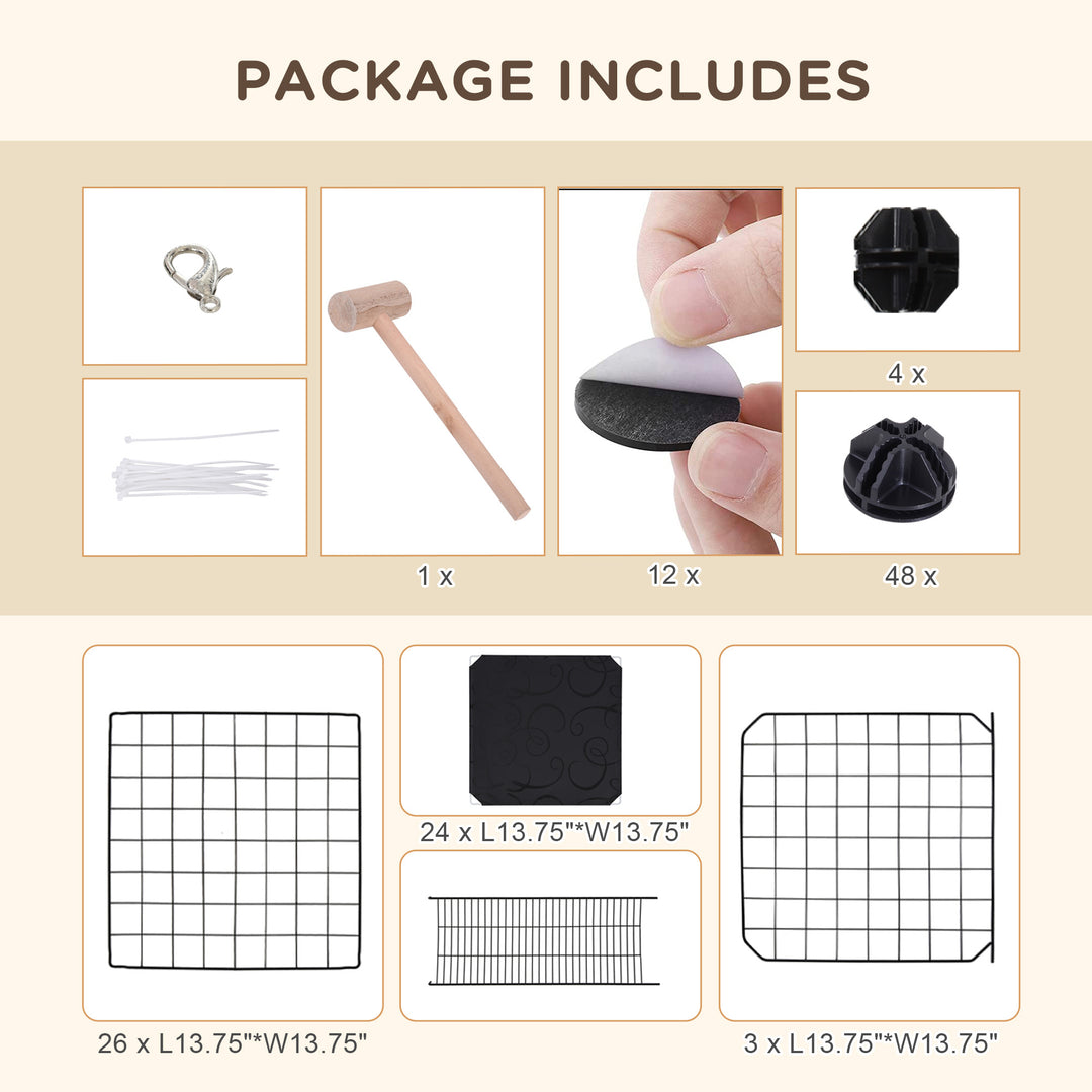 PawHut 56 Panels Pet Playpen Small Animal Cage for Rabbit