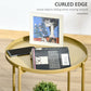 HOMCOM 2-Tier Gold Side Table, Round Nightstand with Removable Trays Folding Metal Frame Adjustable Foot End Table for Living Room Bedroom