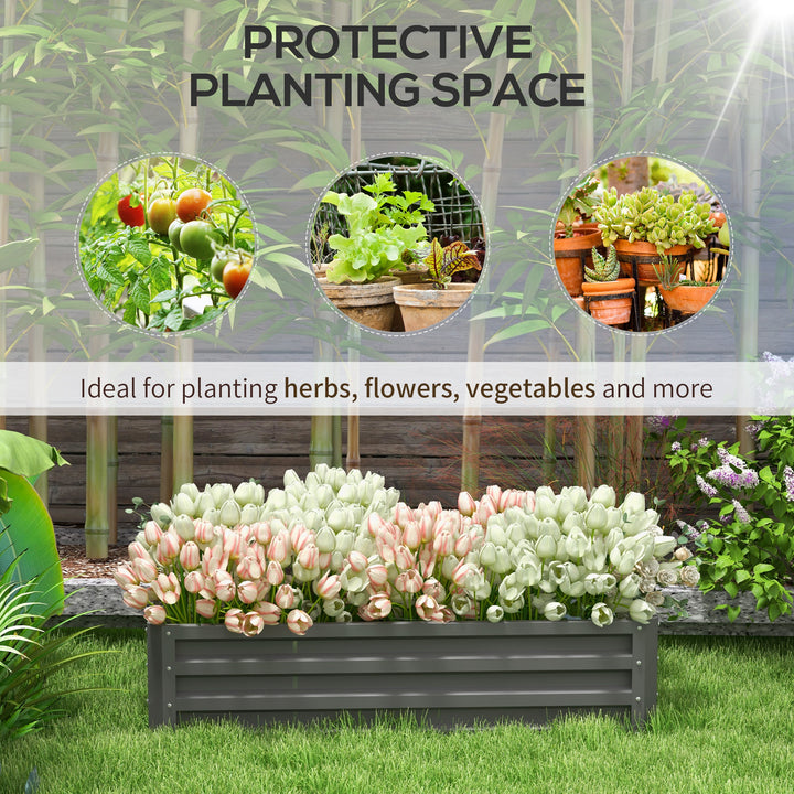 Outsunny Galvanized Raised Garden Bed, Outdoor Planter Box for Vegetables, Flowers, Herbs, 4' x 2' x 1', Grey
