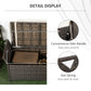 Outsunny 2-In-1 Outdoor PE Rattan Storage Bench, 29 Gallon Patio Wicker Furniture, Basket Box with Handles and Cushion Red