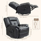 HOMCOM 8-Point Vibration Massage Recliner Chair for Living Room, PU Leather 360Â° Swivel Manual Reclining Sofa Rocking Chair with Remote Control, Side Pockets, Grey