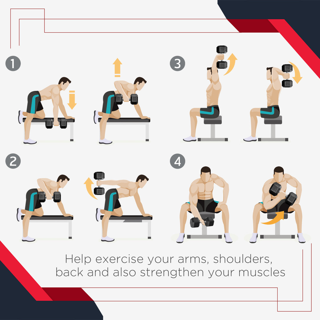 Soozier 2 x 50lbs Hex Dumbbell Set, Rubber Weights Exercise Fitness Dumbbells with Non-Slip Handles, Anti-roll, for Women or Men Home Gym Workout