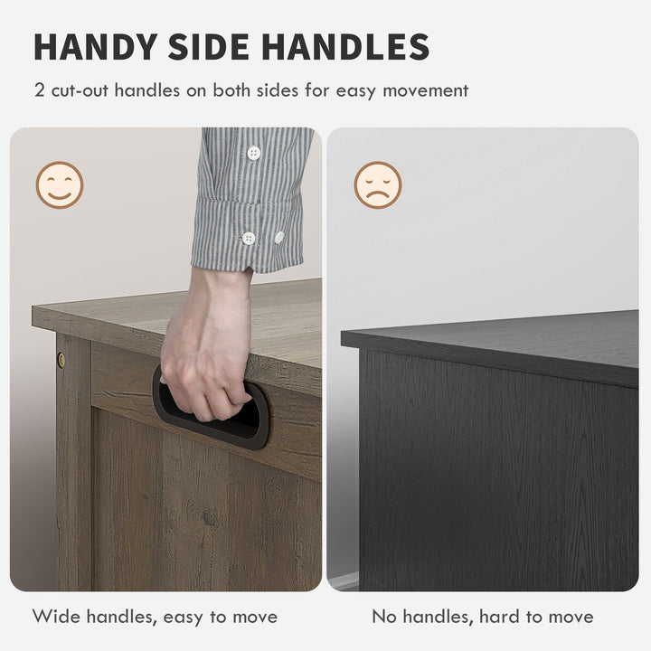 HOMCOM Storage Trunk with 2 Safety Hinges, Entryway Bench with Side Handles, Storage Chest for Living Room, Distressed Grey