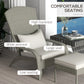 Outsunny Wicker Adirondack Chair with Ottoman, Patio Cushioned Muskoka Chair, Outdoor Fire Pit Chair with High-back and Armrests, for Deck, Garden, Backyard, Grey/Cream White