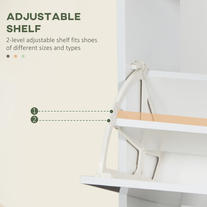 HOMCOM Slim Shoe Storage with 3 Flip Drawers and Adjustable Shelves Shoe Cabinet Organizer for 15 Pair, High Gloss White