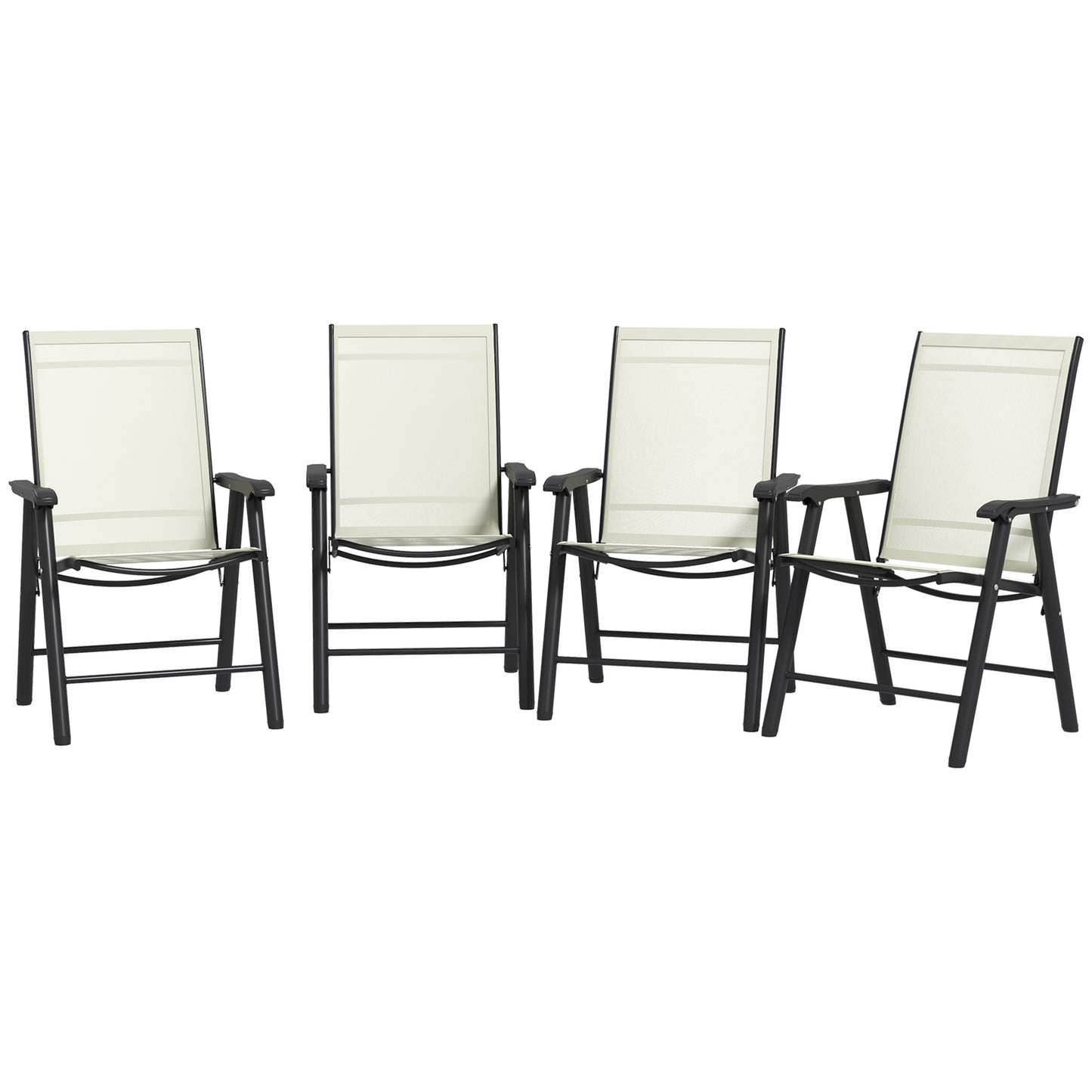 Outsunny 4-Piece Folding Chair Set for Relaxing on Patio Balcony Garden, Comfortable Outdoor Furniture with Armrests, Brown
